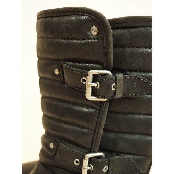 Ugg Dark Gray Leather Calf High Zipper Buckled Boots, Size 6 (US) - Picture 6 of 11